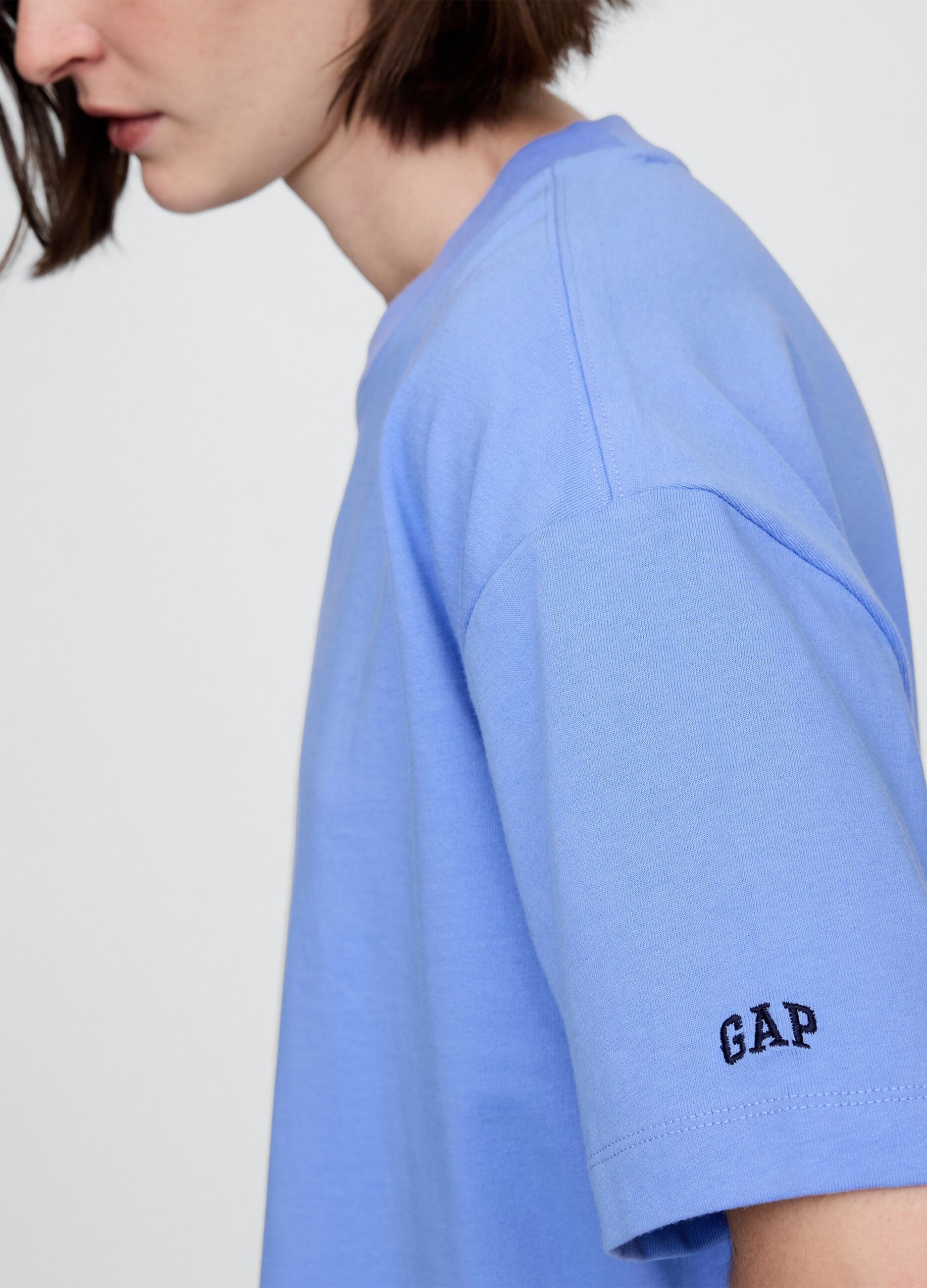 T-shirt a maniche corte azzurra in cotone Gap_3