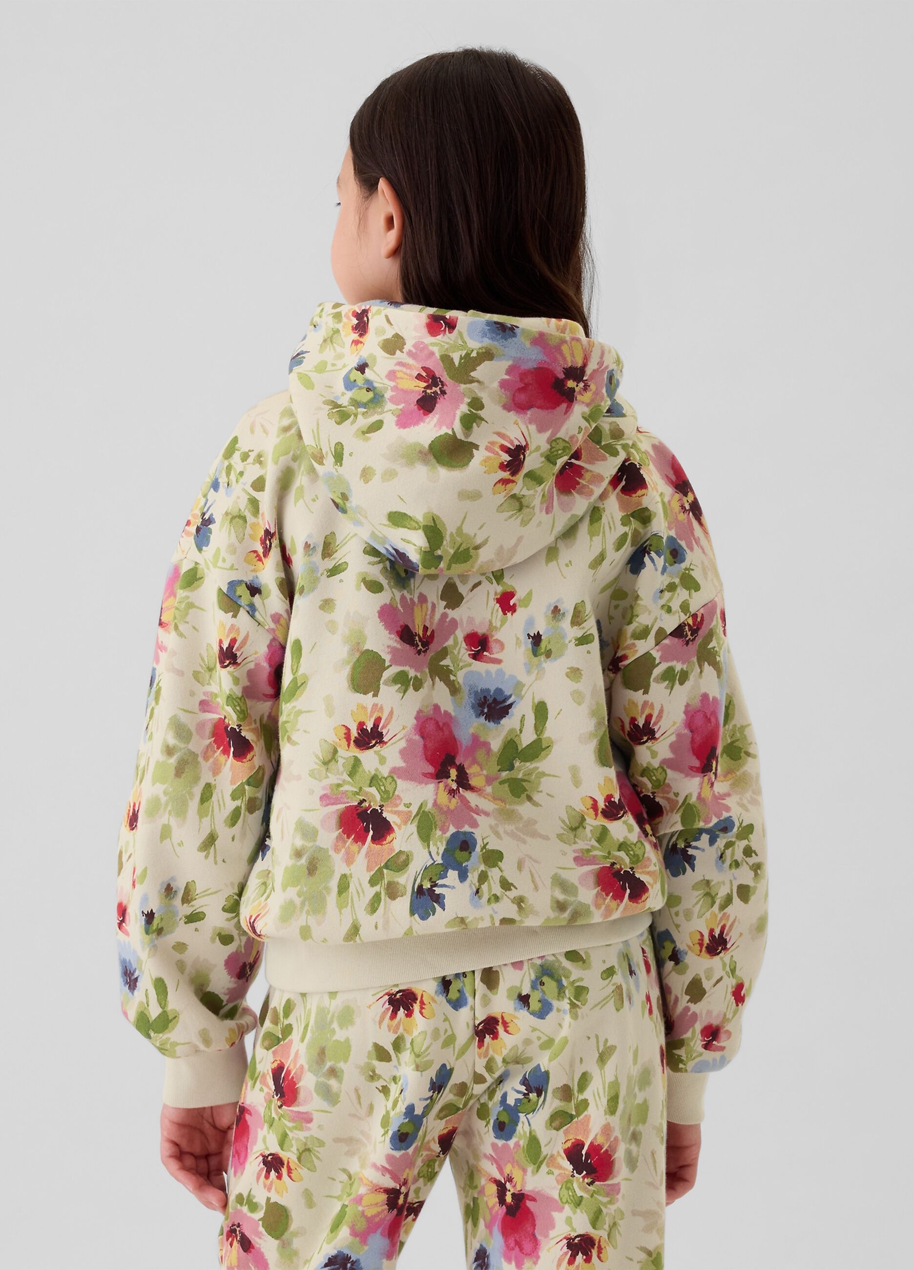 Felpa crop floreale con ricamo logo_2