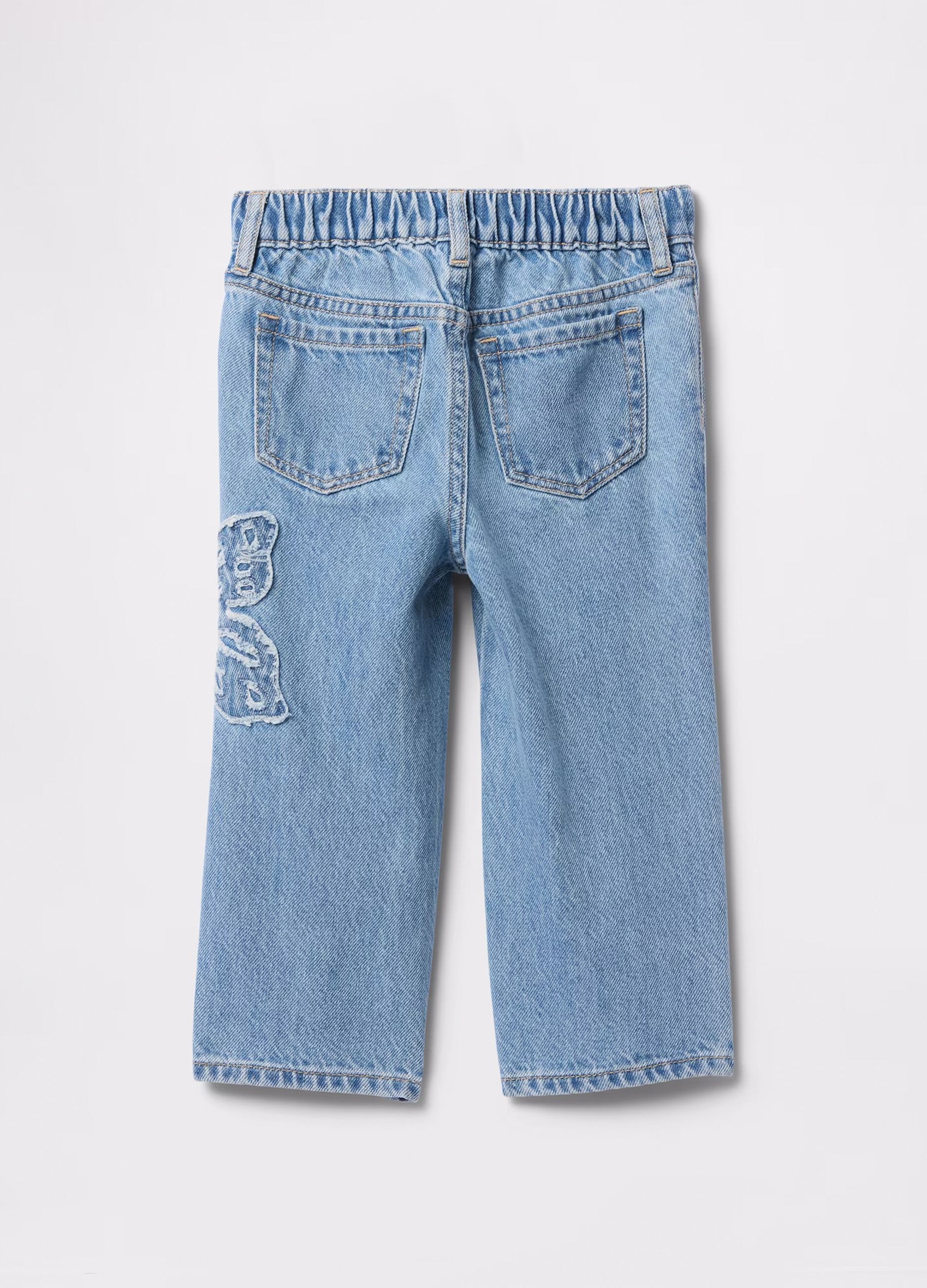 Jeans denim con ricamo farfalla_1