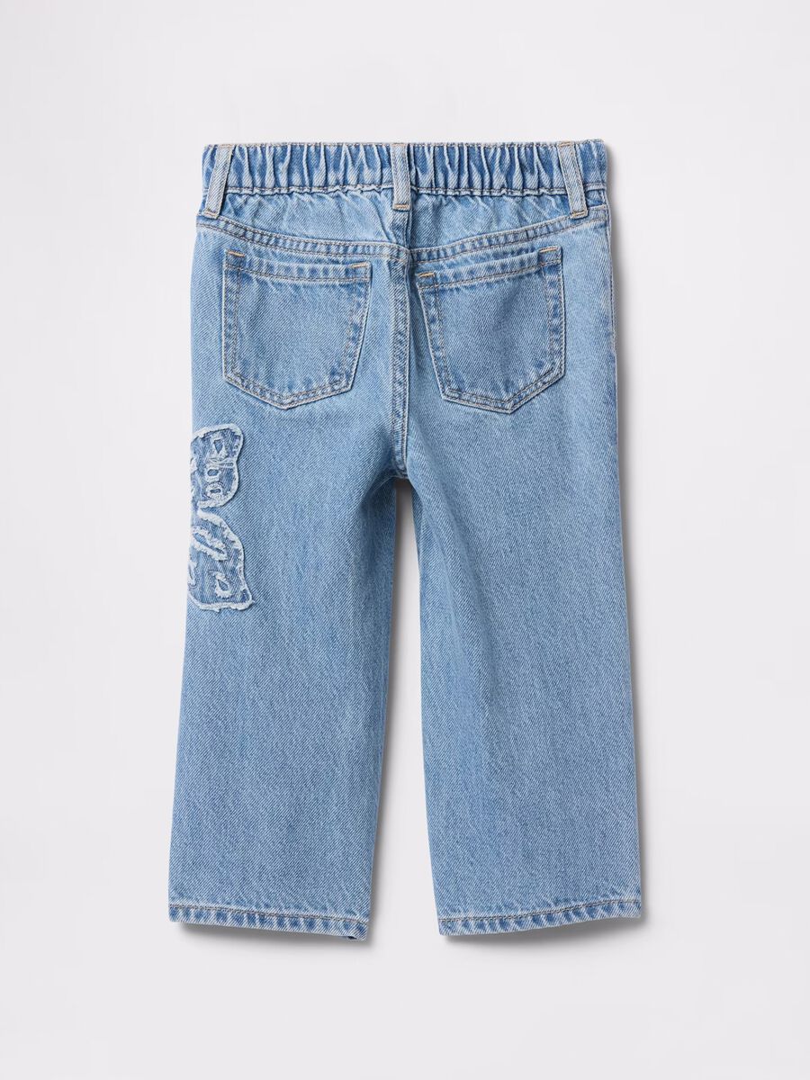 Jeans bambina con dettagli a farfalla in cotone Bimba_1