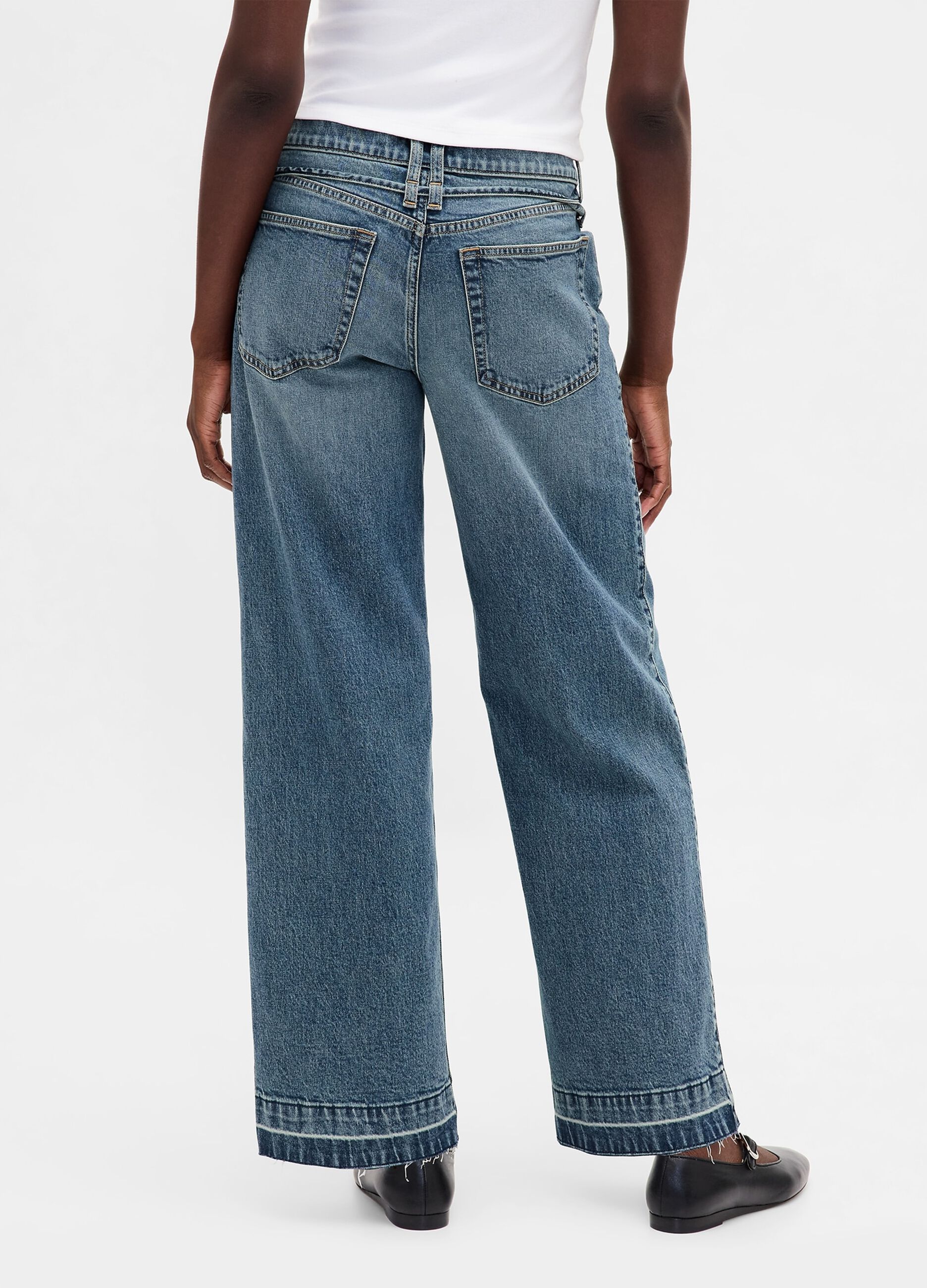 Pantaloni denim blu a gamba larga_3