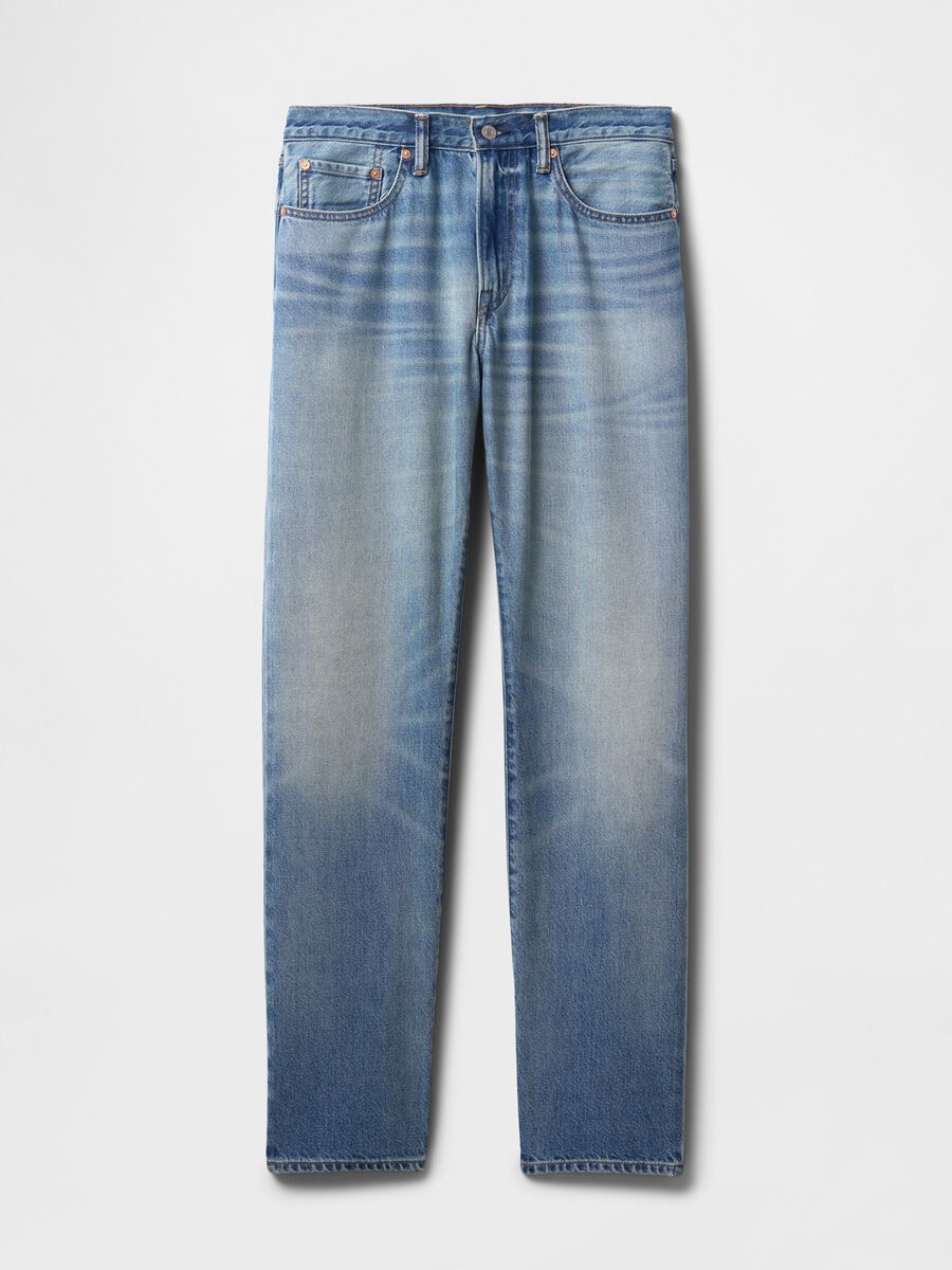 Jeans blu regular in misto cotone e Lyocell Unisex_5