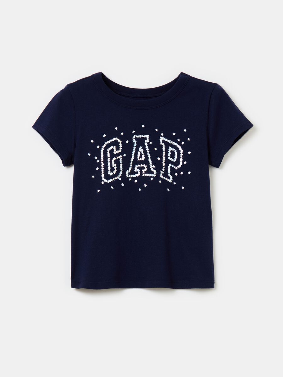 T-shirt with logo print with small stars Girl_0