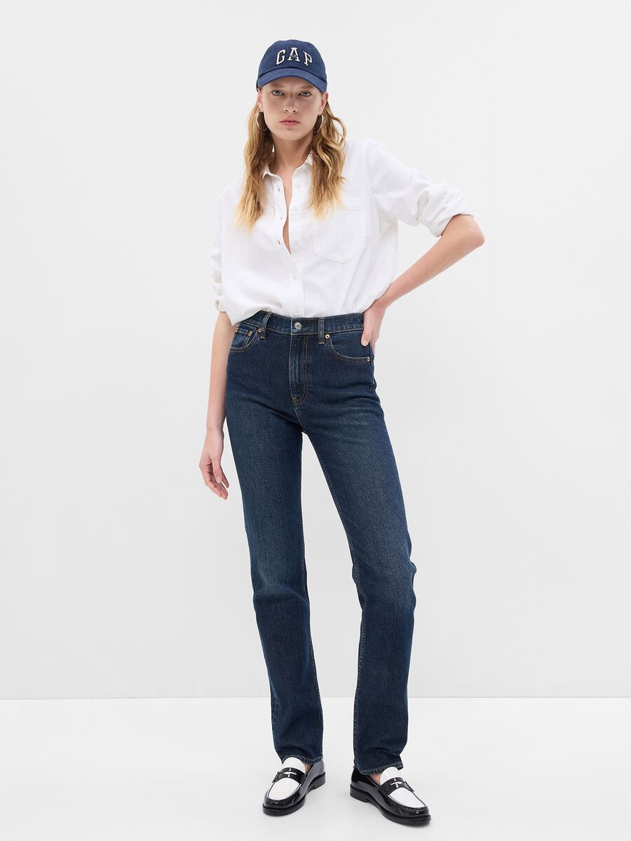 Jeans straight fit a vita alta Donna_0