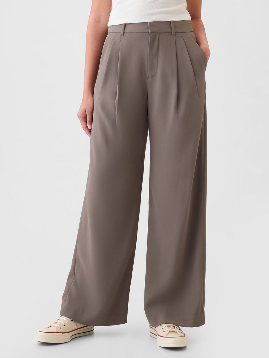 Pantalone a gamba larga con pinces Donna_1