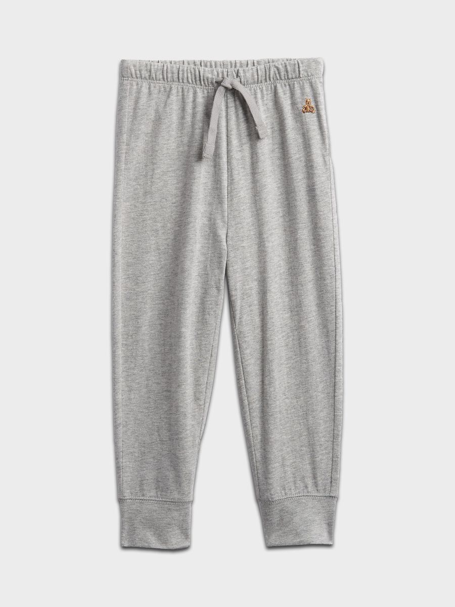 Joggers con coulisse e ricamo orsetto Bimbo_0