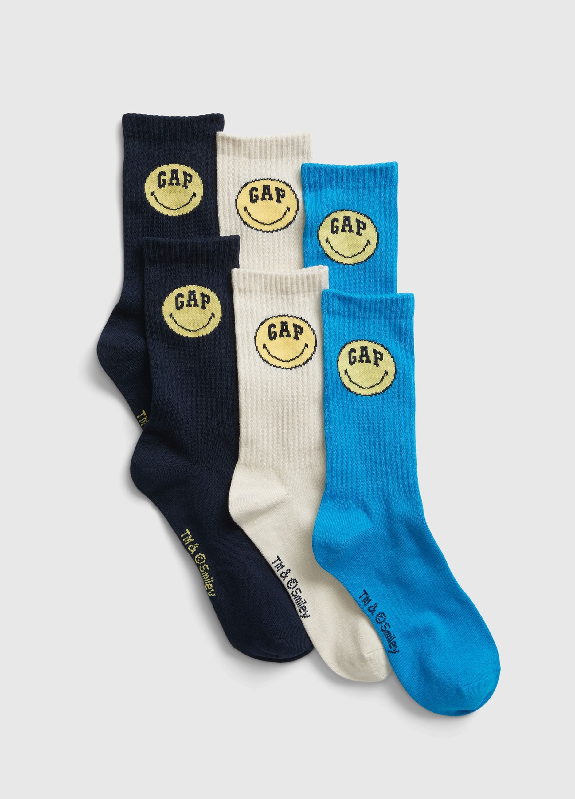 Three-pair pack of short Smiley® socks