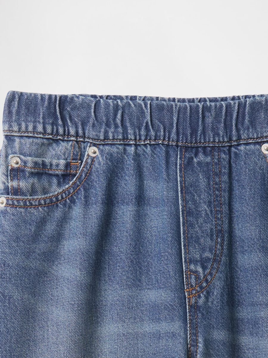 Jeans blu denim ampi a vita elastica Bambino_4
