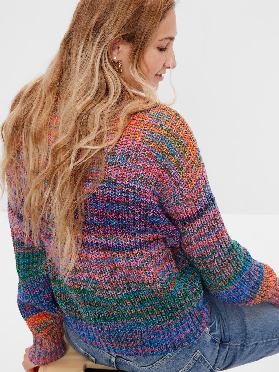 Oversize multi-colour pullover with pocket Woman_1