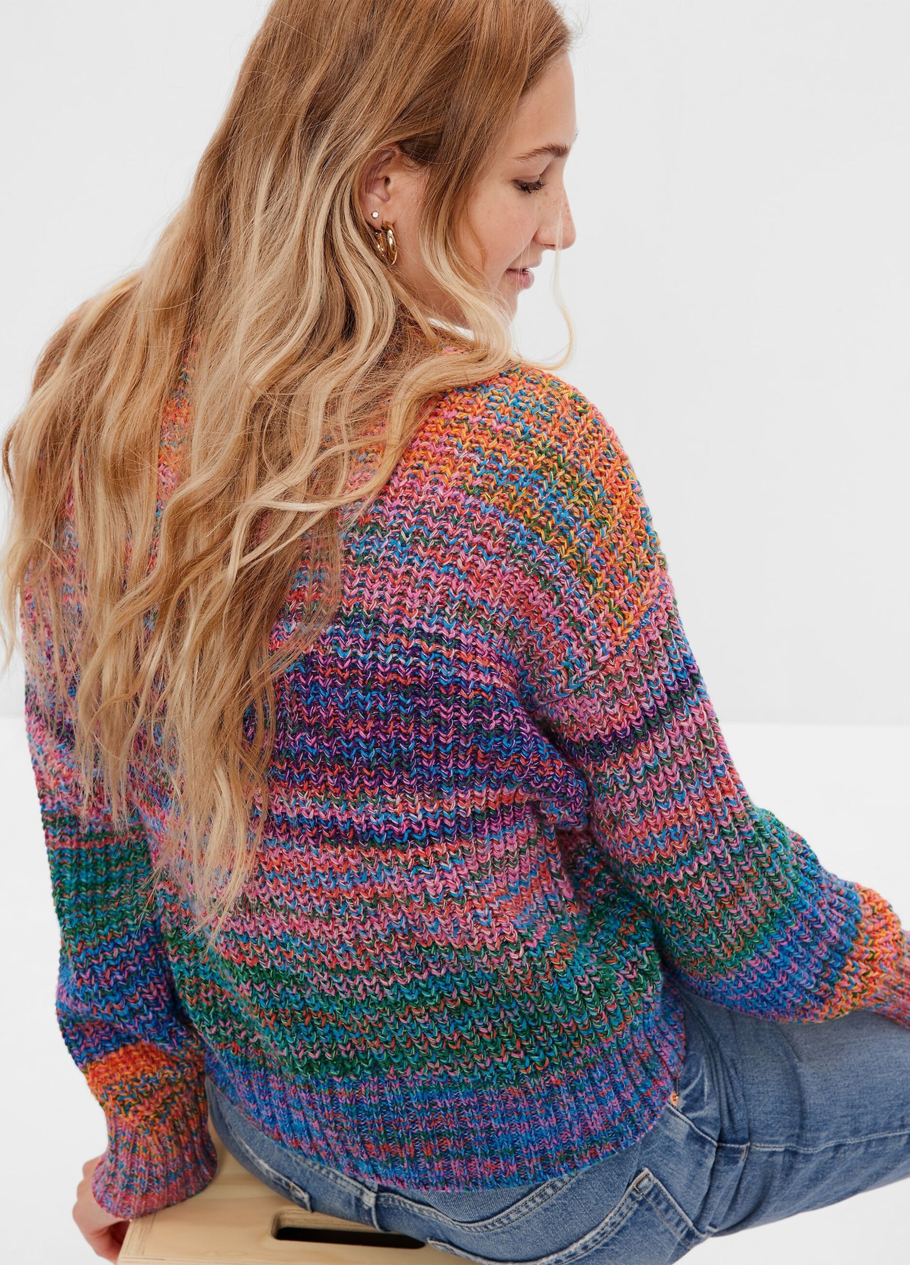 Oversize multi-colour pullover with pocket_1