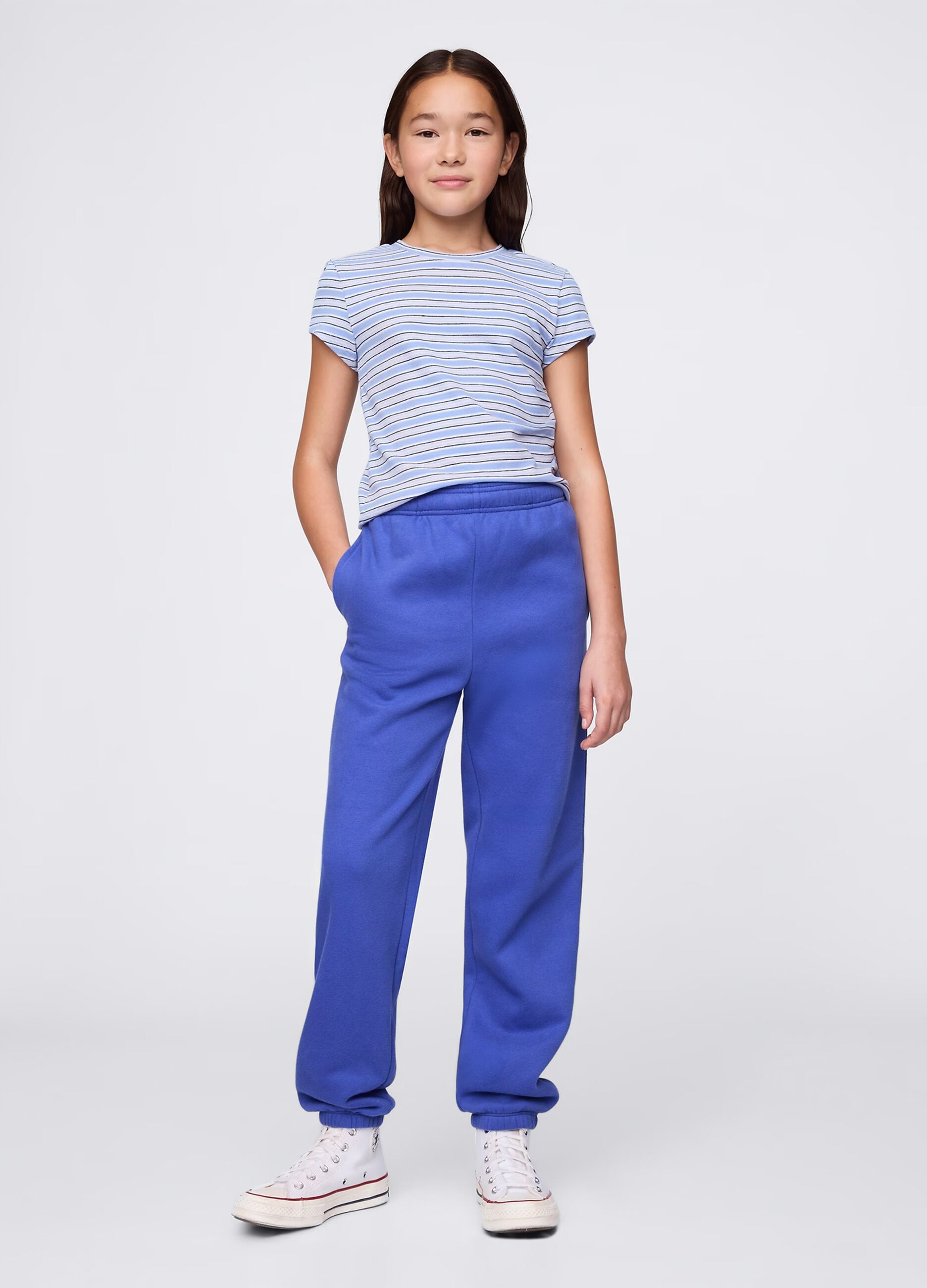Joggers blu con profili elasticati_2