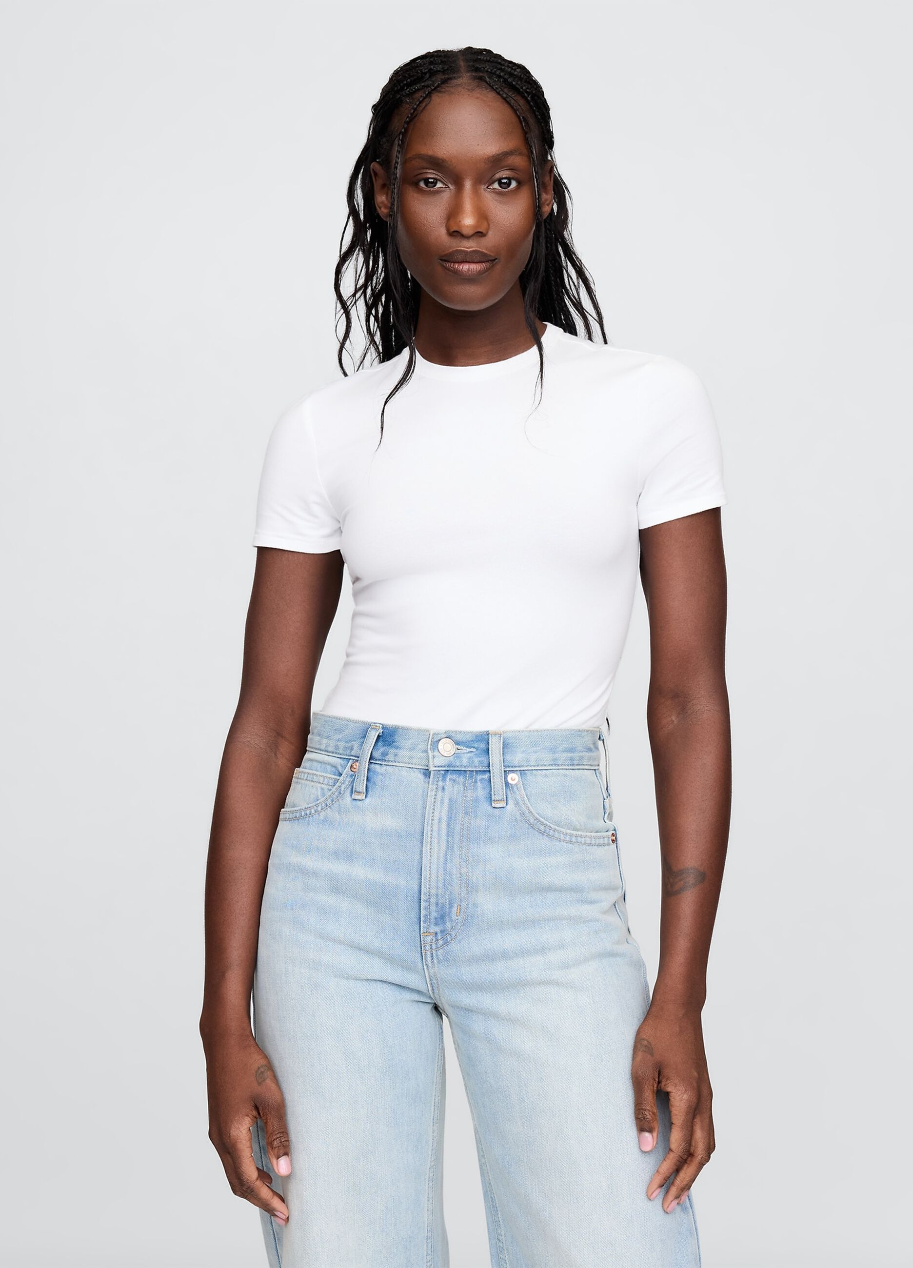 White stretch cotton bodysuit