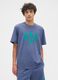 T-shirt blu a maniche corte in misto cotone_0