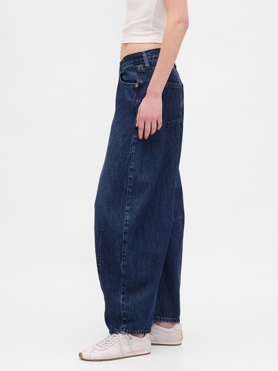 Pantaloni blu in denim ampi Donna_4