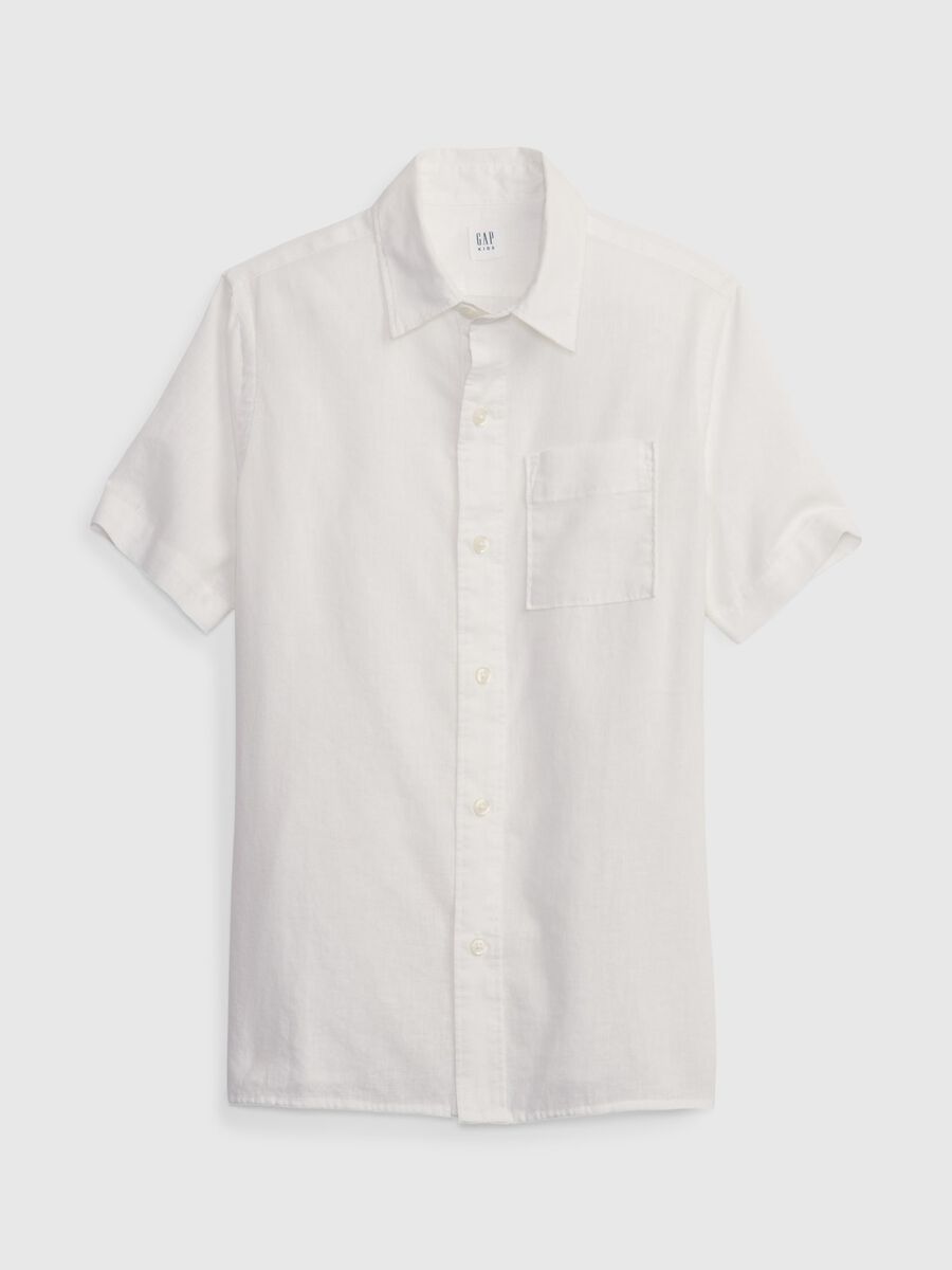 Linen and cotton shirt with short sleeves Boy_2