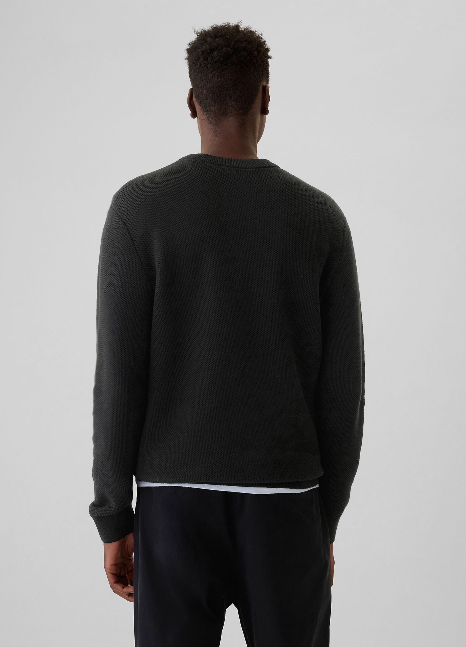 Pullover con micro trama a nido d'ape_2