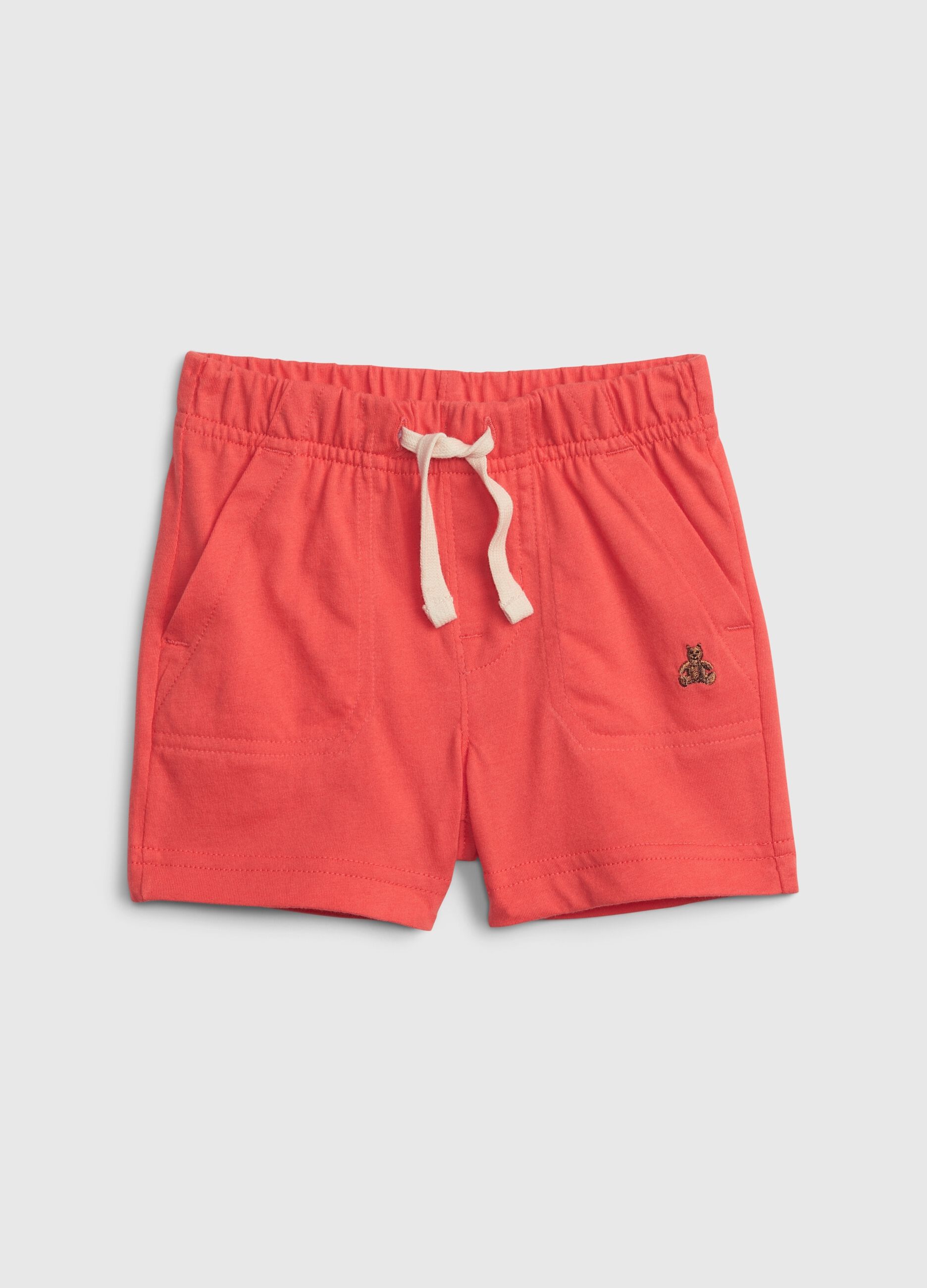 Cotton shorts with embroidered bear