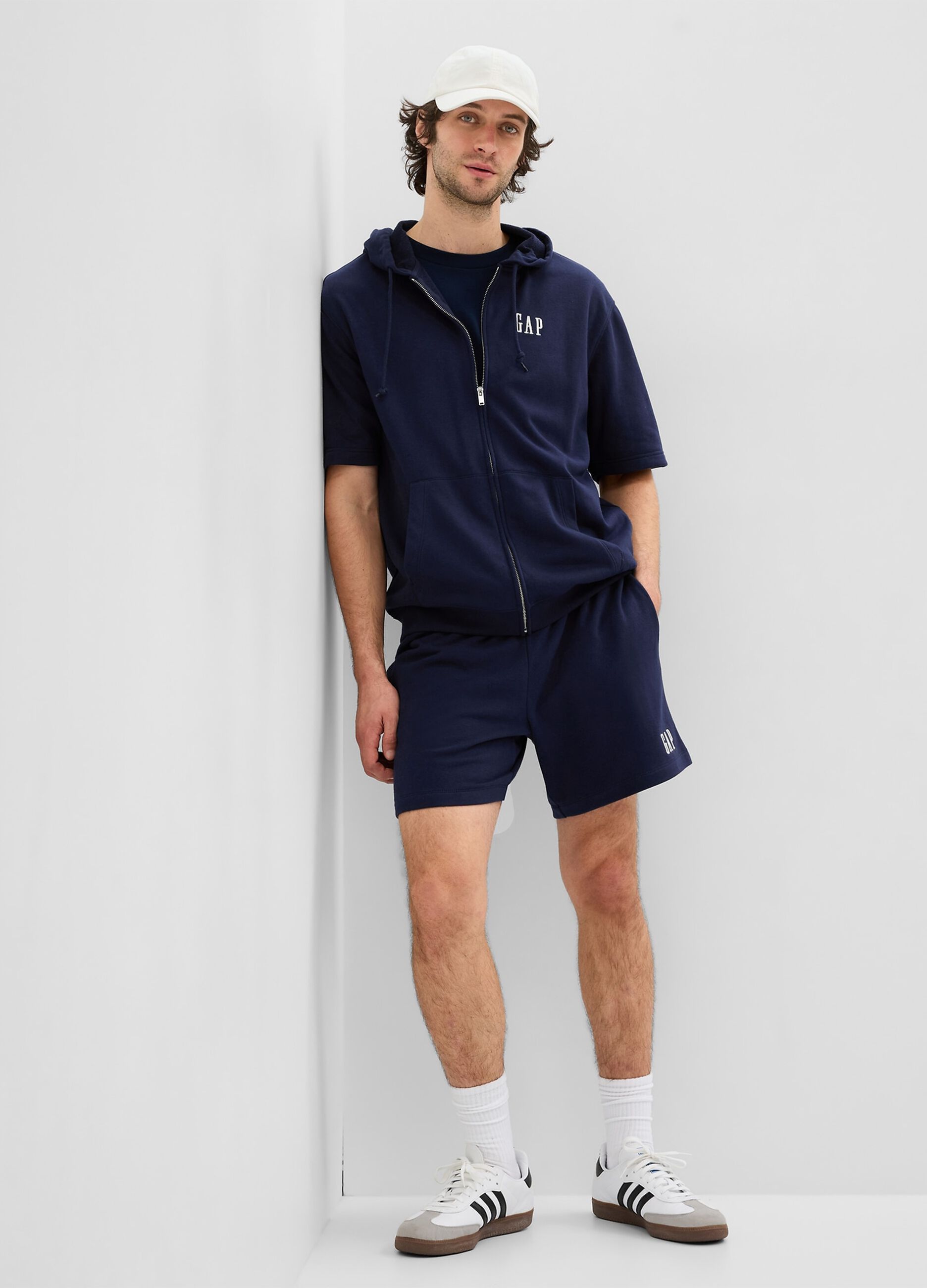 Shorts in French terry with logo embroidery