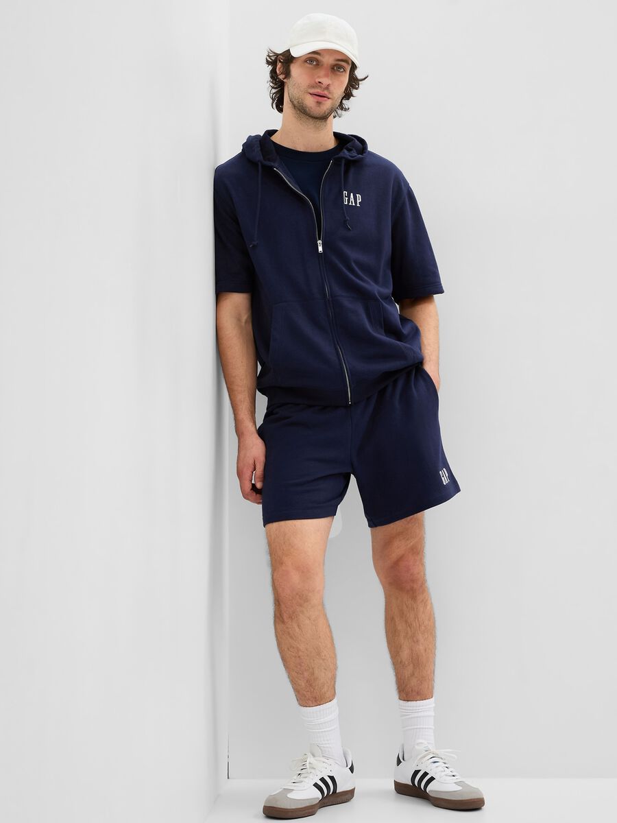 Shorts in French terry with logo embroidery Man_0