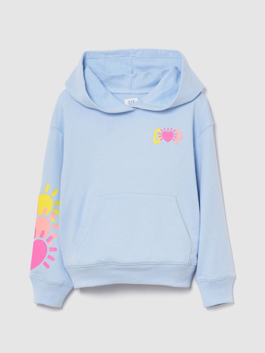 Felpa con logo e cappuccio in misto cotone Bambina_0