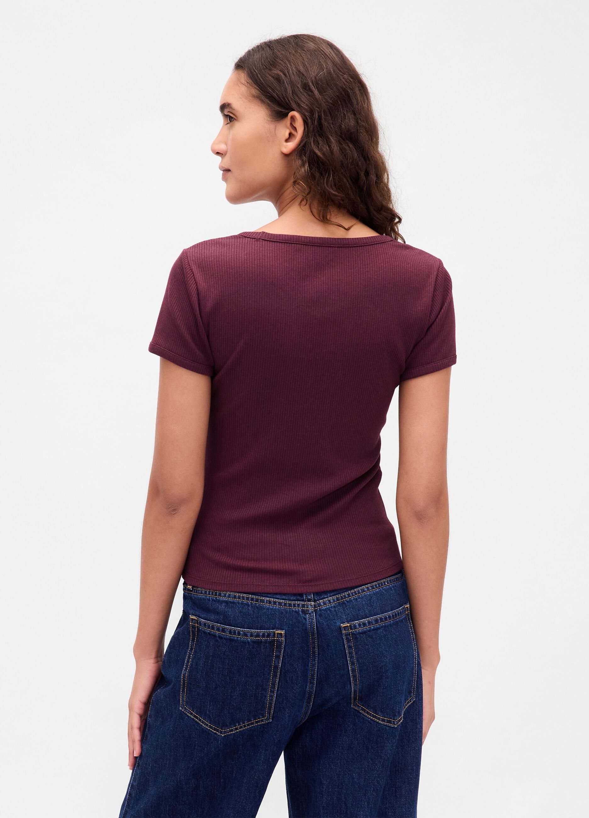Stretch Purple T-shirt with Short Sleeves