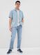 Short-sleeved shirt in chambray cotton_0