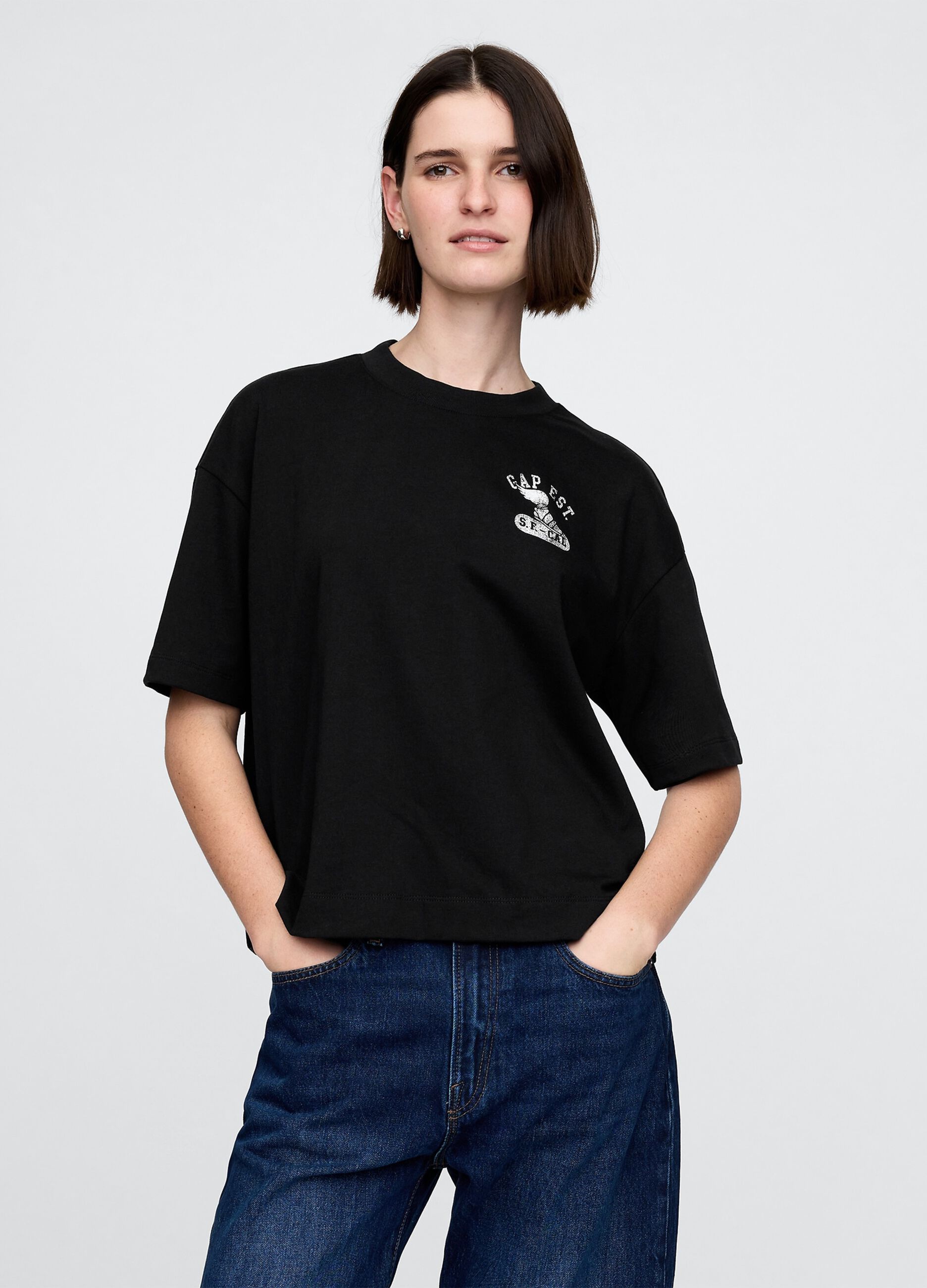 T-shirt nera GAP in cotone