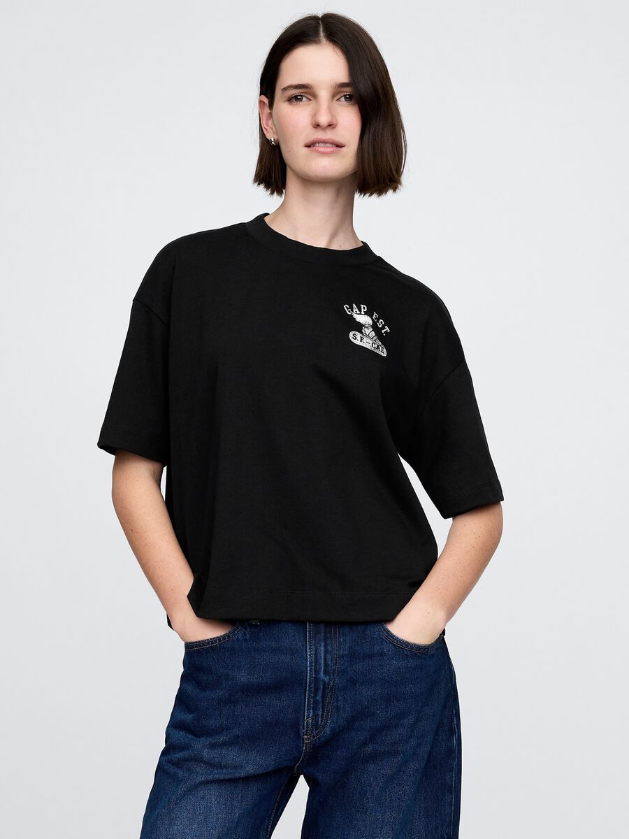 T-shirt nera GAP in cotone Donna_0