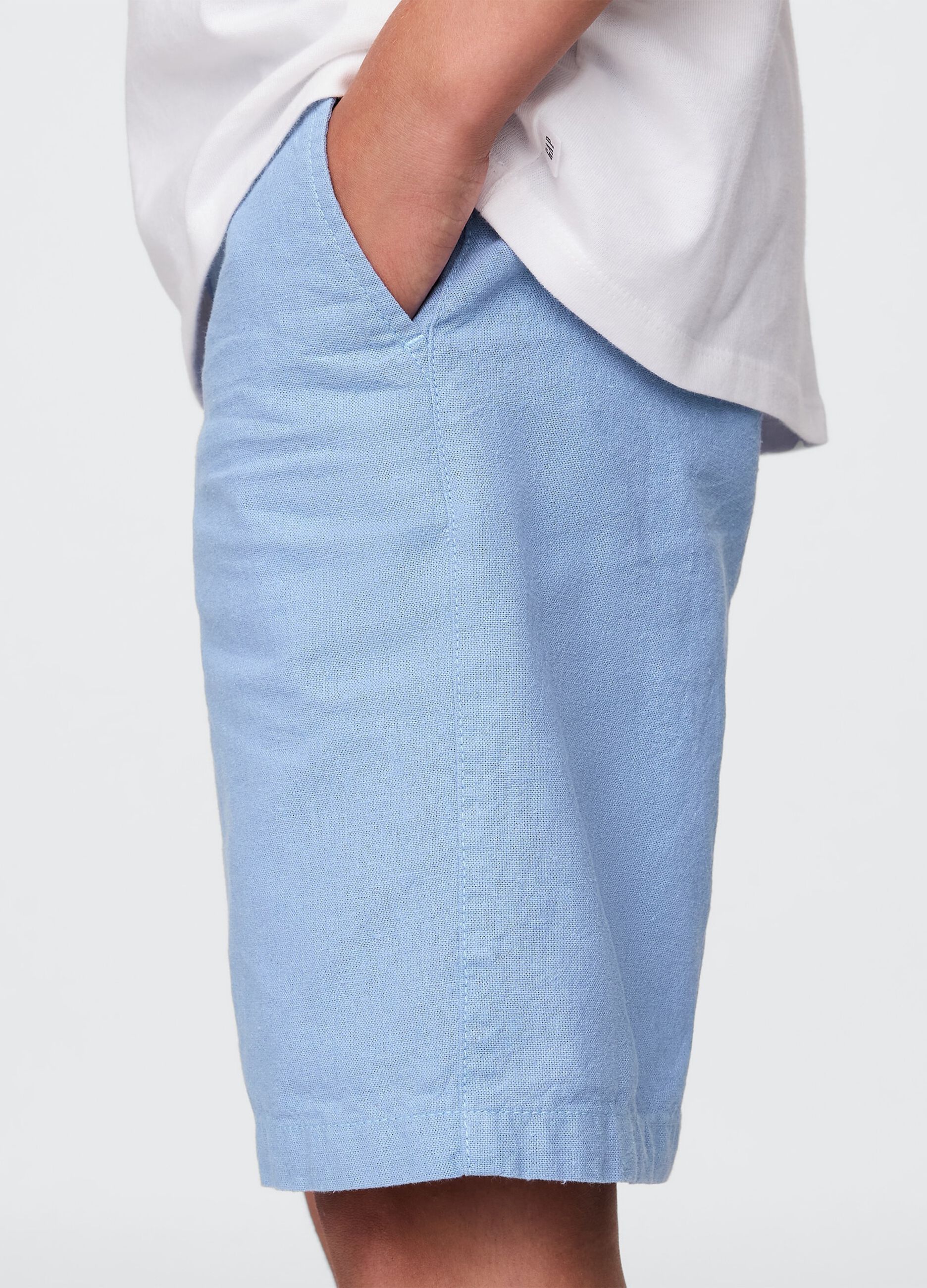 Shorts azzurri in lino e cotone per bambini_3