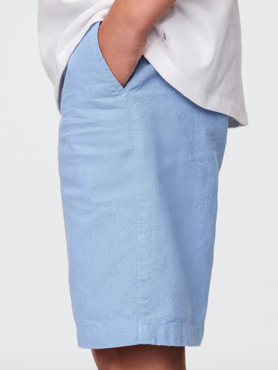 Shorts azzurri in lino e cotone per bambini Bambino_3
