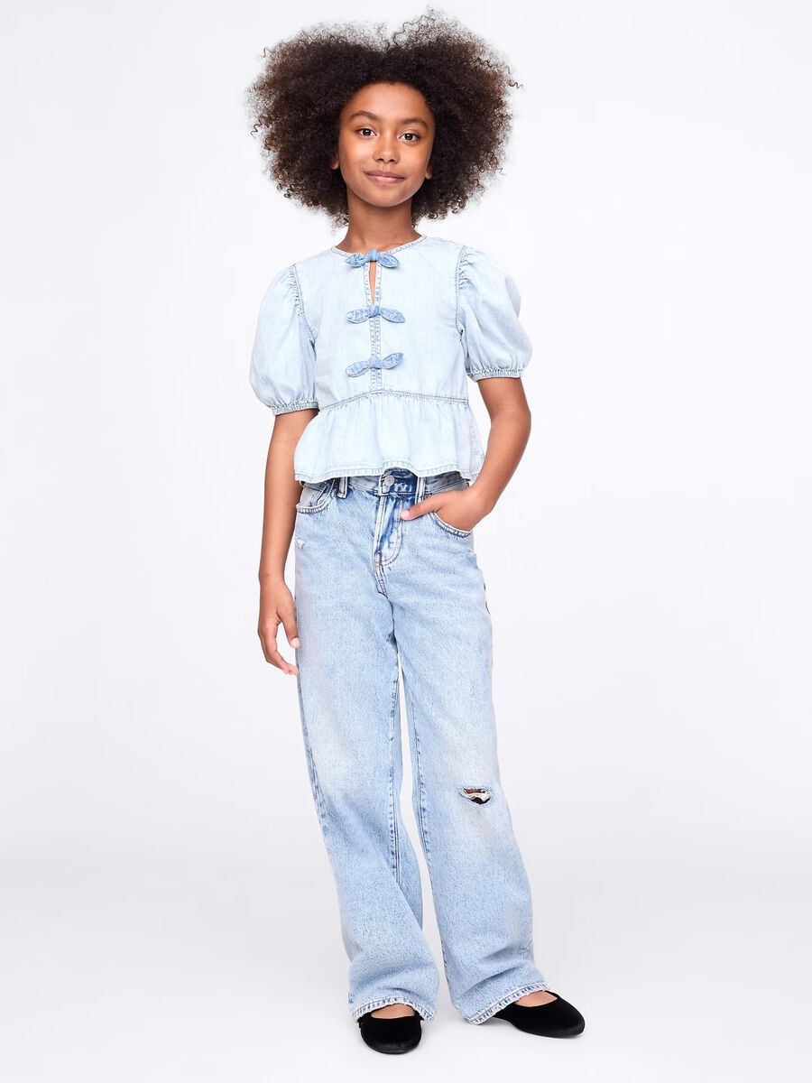 Blusa a maniche corte in cotone per ragazze Bambina_1