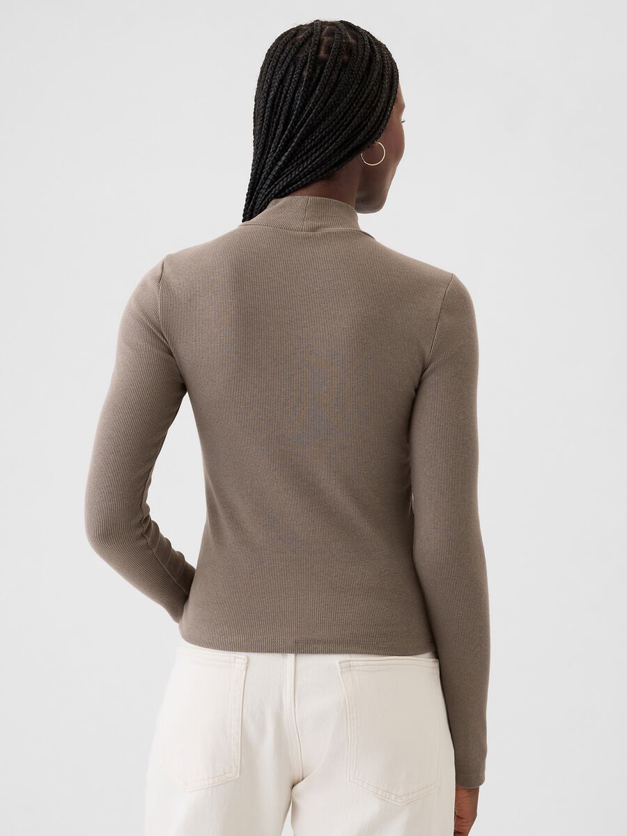 T-shirt a costine in cotone e modal stretch Donna_2