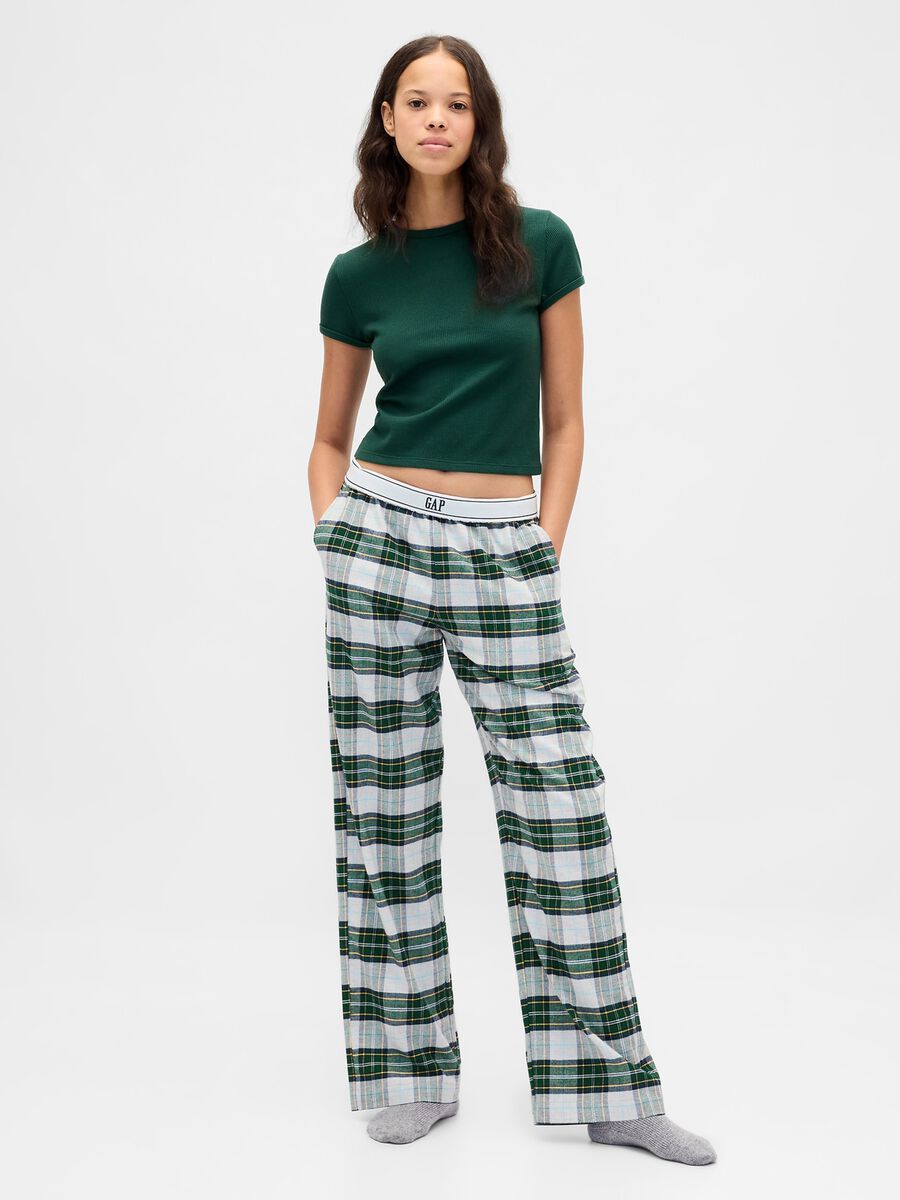 Pigiama verde a quadri in cotone Donna_0