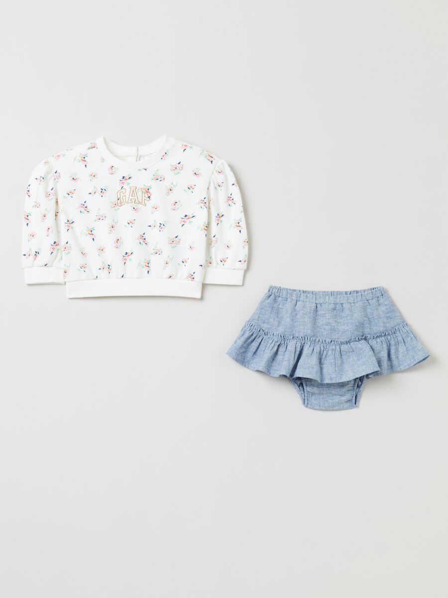 Embroidered sweatshirt and frilled culotte set Newborn_0
