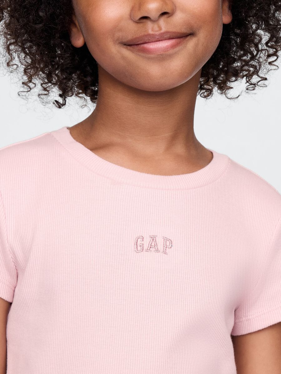 T-shirt rosa a girocollo in puro cotone GAP Kids Bambina_2