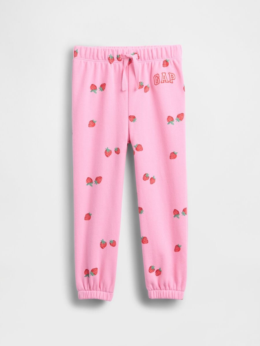 Joggers in misto cotone con logo GAP e stampa fragole  Bimba_0