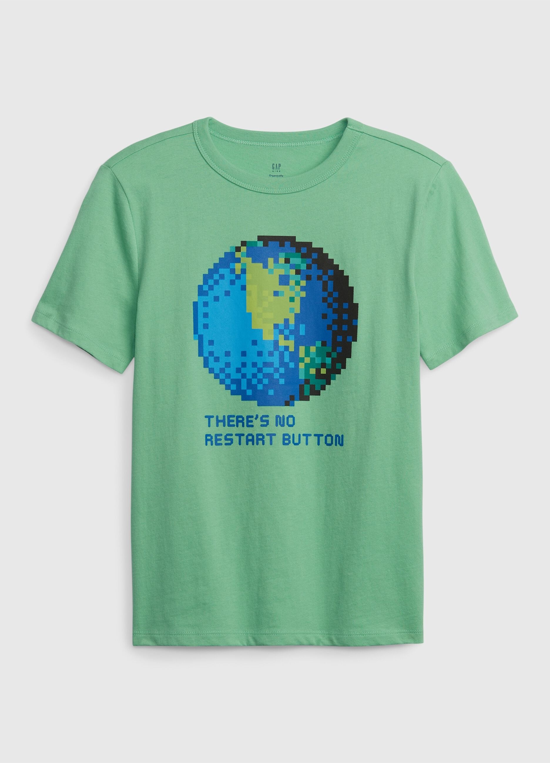 T-shirt con stampa pixel pianeta Terra