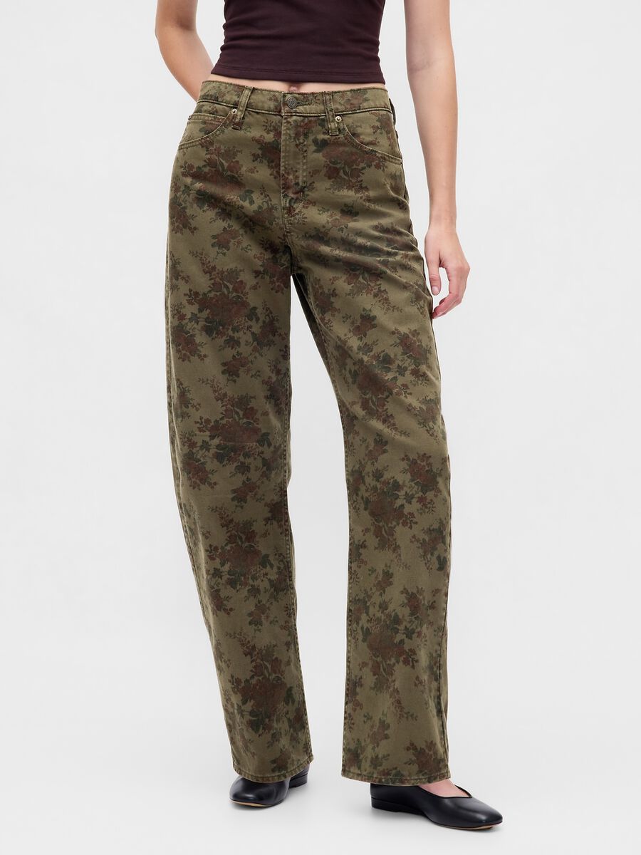 Pantaloni in cotone con stampa Donna_1