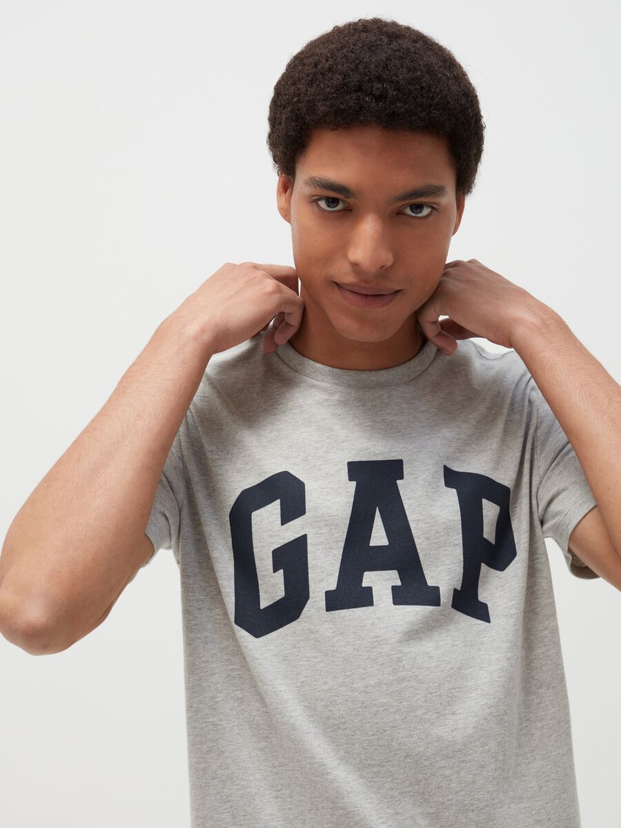 T-shirt girocollo con stampa logo Uomo_1