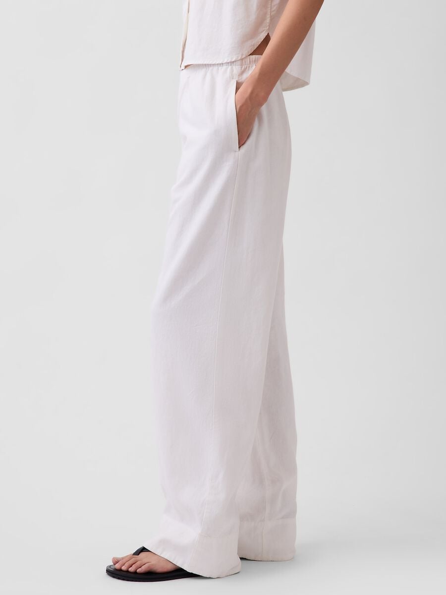 Pantaloni palazzo in misto lino Donna_3