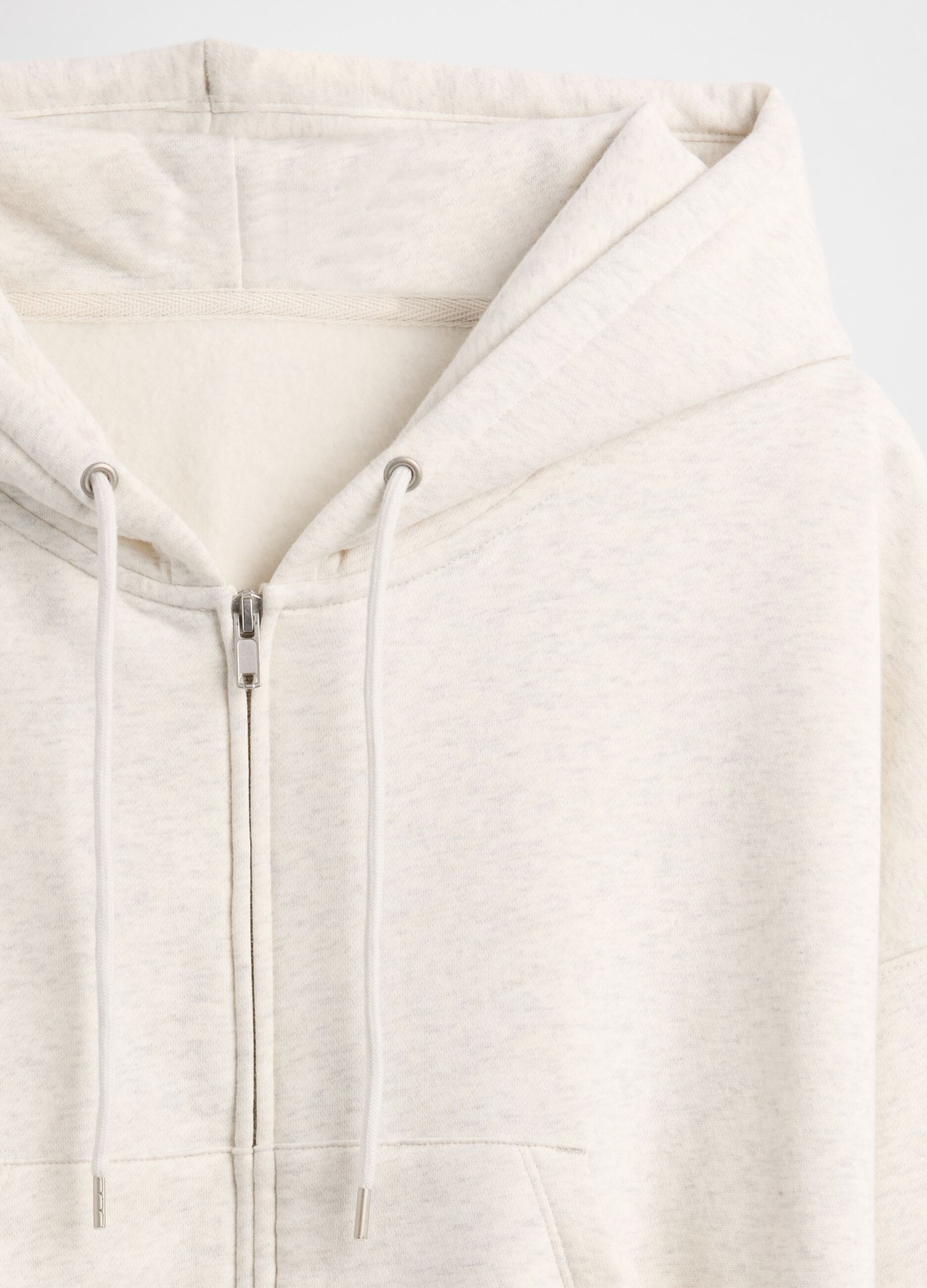 Felpa bianco con cappuccio e zip completa_5