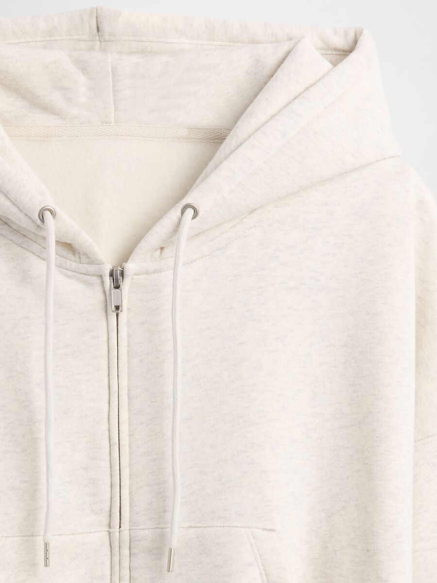 Felpa bianco con cappuccio e zip completa Donna_5