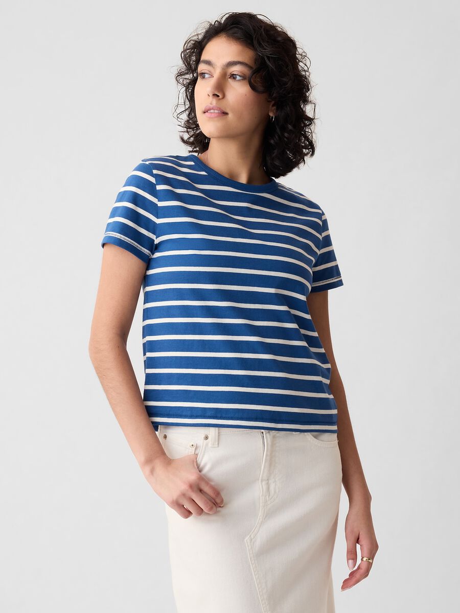 T-shirt in cotone bio con scollo rotondo Donna_0