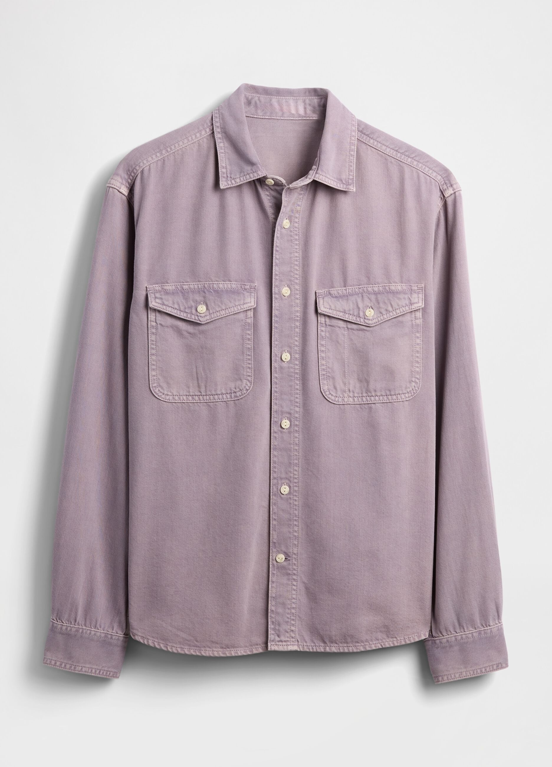 Long-sleeved purple shirt in cotton and Lyocell blend