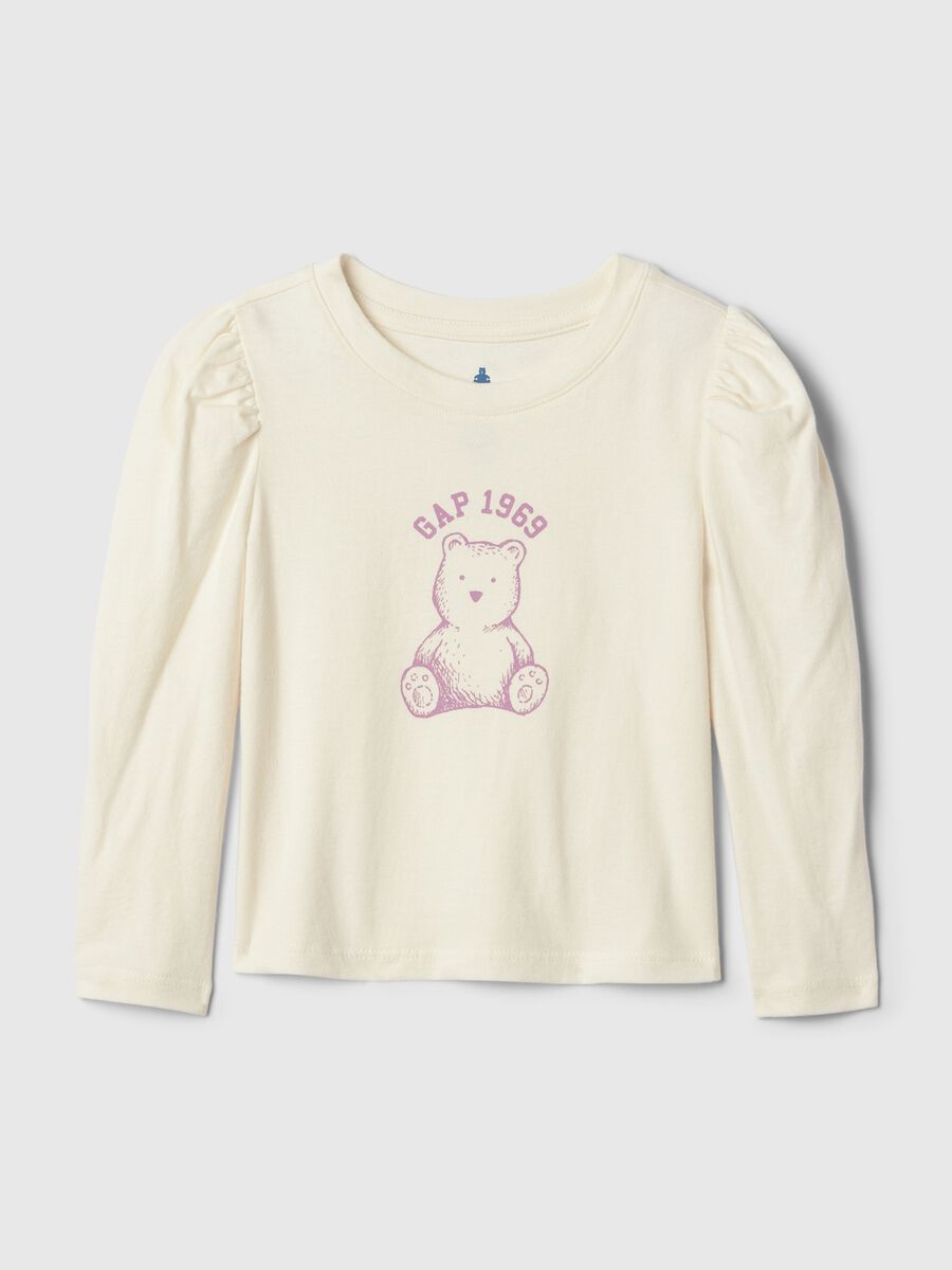 Long-sleeved T-shirt with teddy bear print Baby Girl_0
