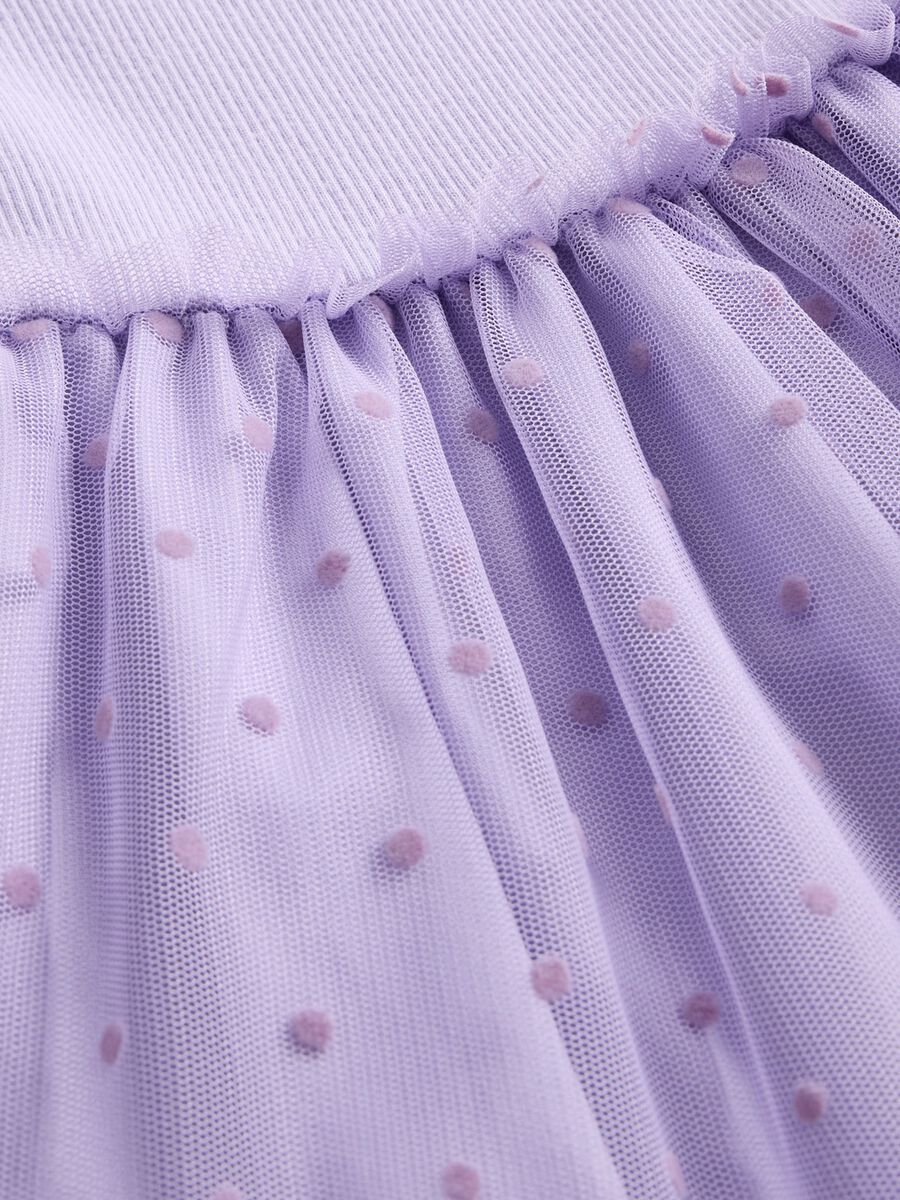 Abito viola in misto materiale con tulle Bimba_3
