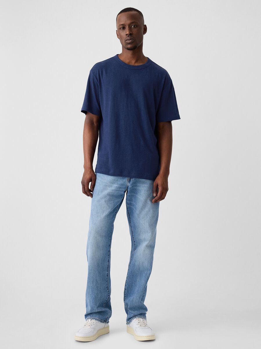 T-shirt girocollo in misto lino Uomo_0