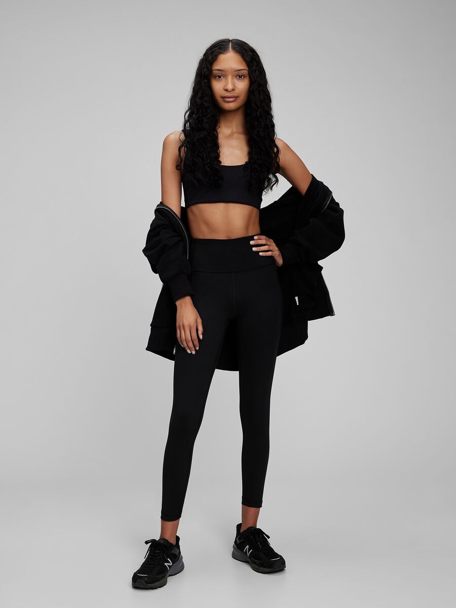 Leggings a vita alta tinta unita Donna_0