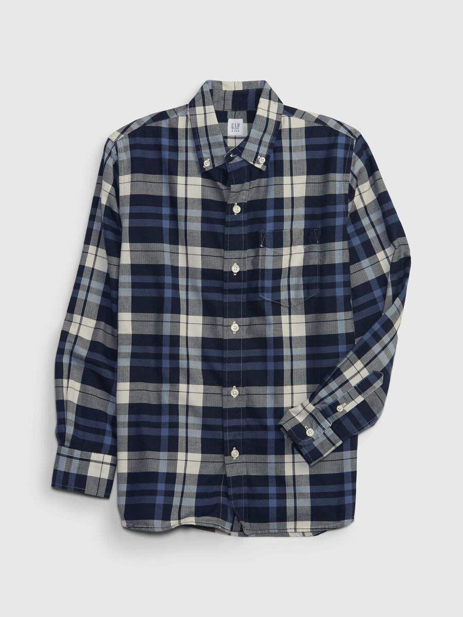 Poplin shirt with check print Boy_0