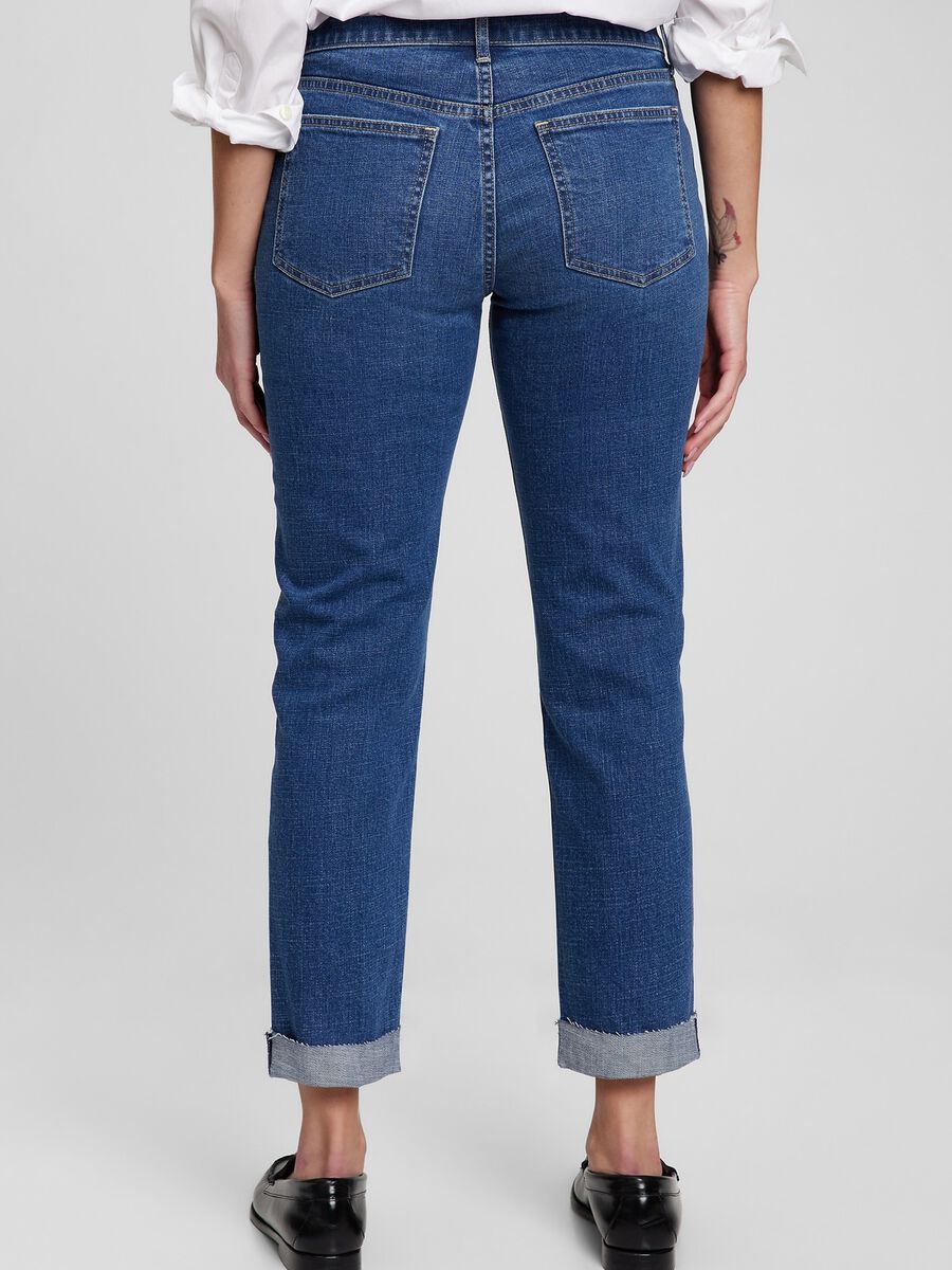 Girlfriend jeans with abrasions and raw edged hem Woman_1